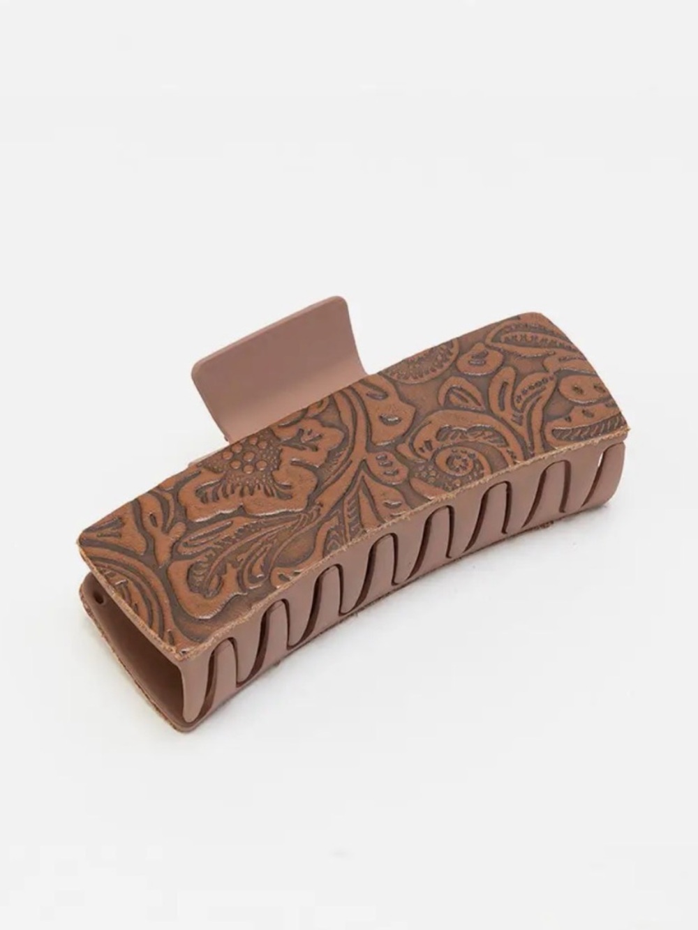 Myra Bag Brown Tooled Leather Boho Western Floral Hair Claw Clip